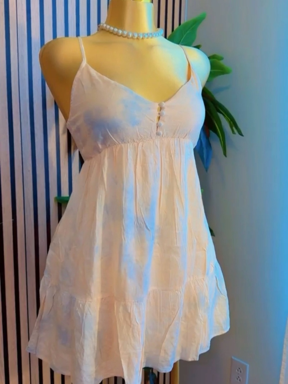 Sleeveless Pink Button-Front Babydoll Top